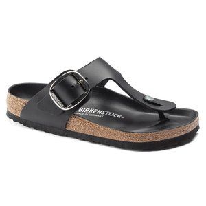 Gizeh Big Buckle Black Leather Birkenstock Sandals